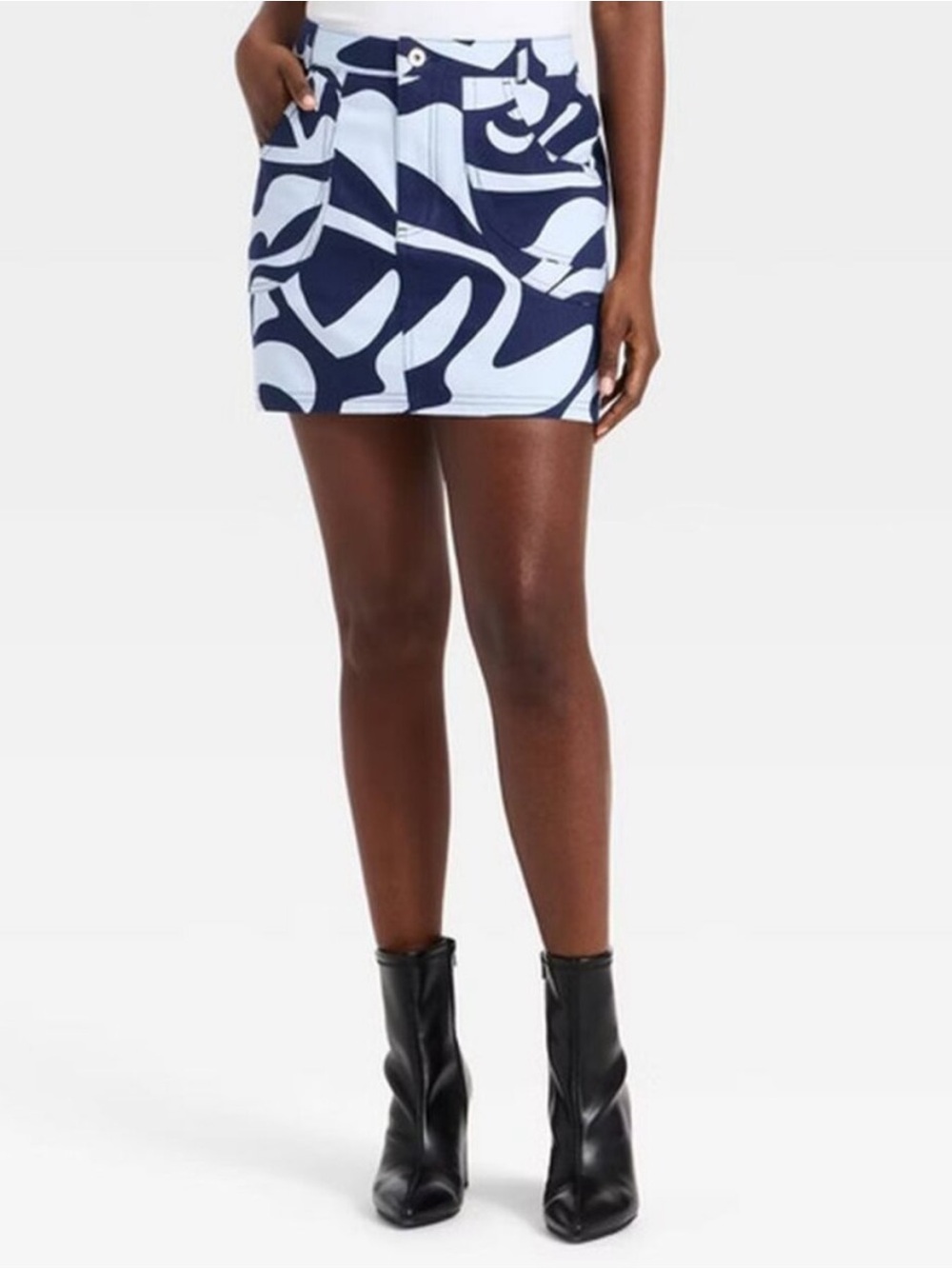 Black History by Target Navy and Light Blue Abstract Print Mini Skirt